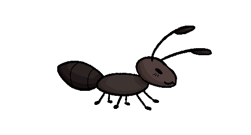A pixel sprite of a cartoon ant.